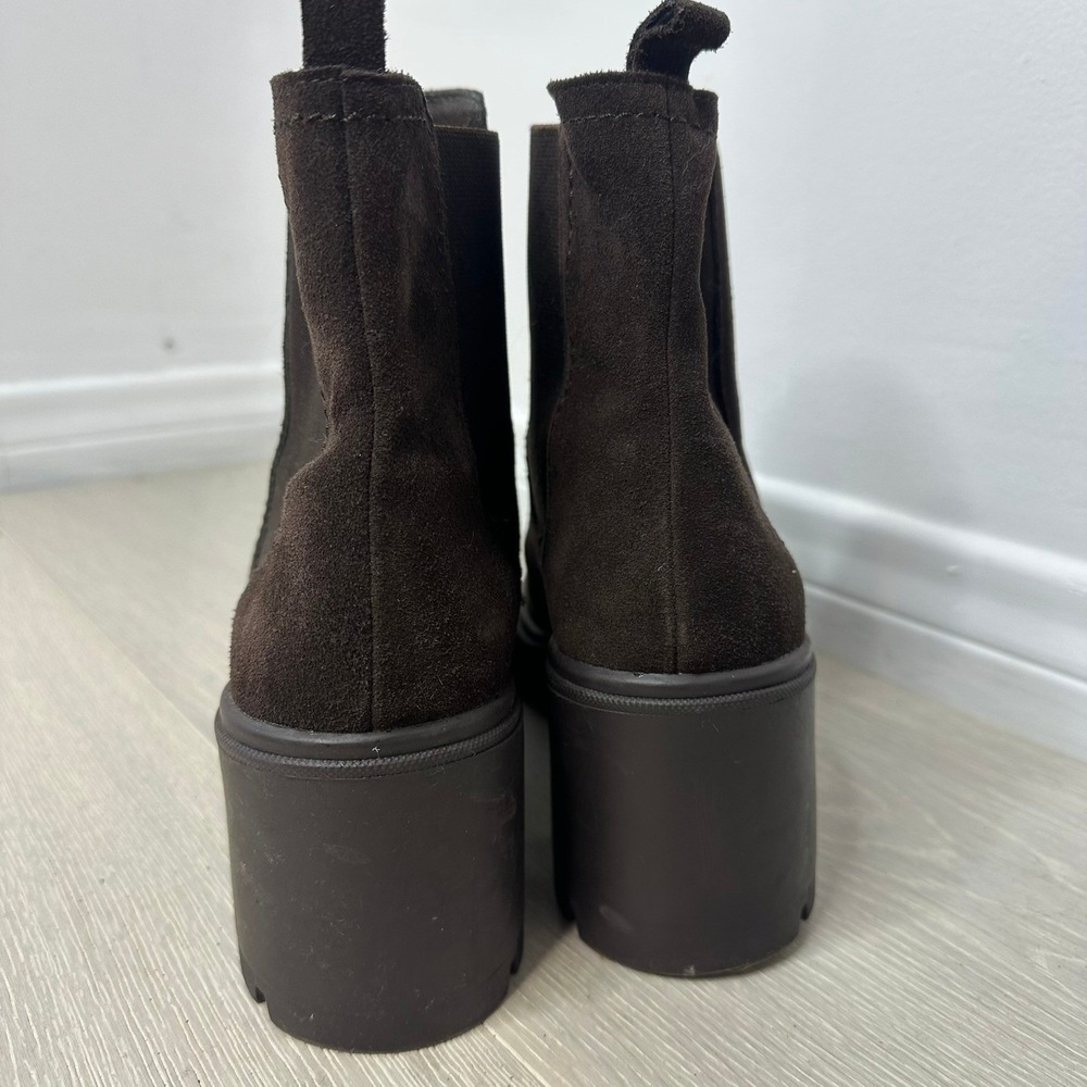 Splendid Melisa Chelsea Boots Womens 9M Brown Suede Lug Sole Block Heel Booties - Picture 5 of 8